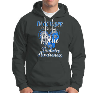 In October We Wear Blue Ribbon Heart Diabetes Awareness Hoodie TS02 Dark Heather Printyourwear