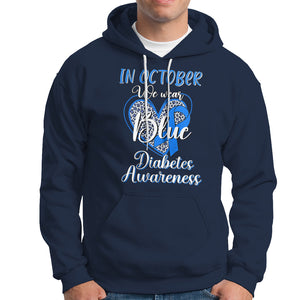 In October We Wear Blue Ribbon Heart Diabetes Awareness Hoodie TS02 Navy Printyourwear