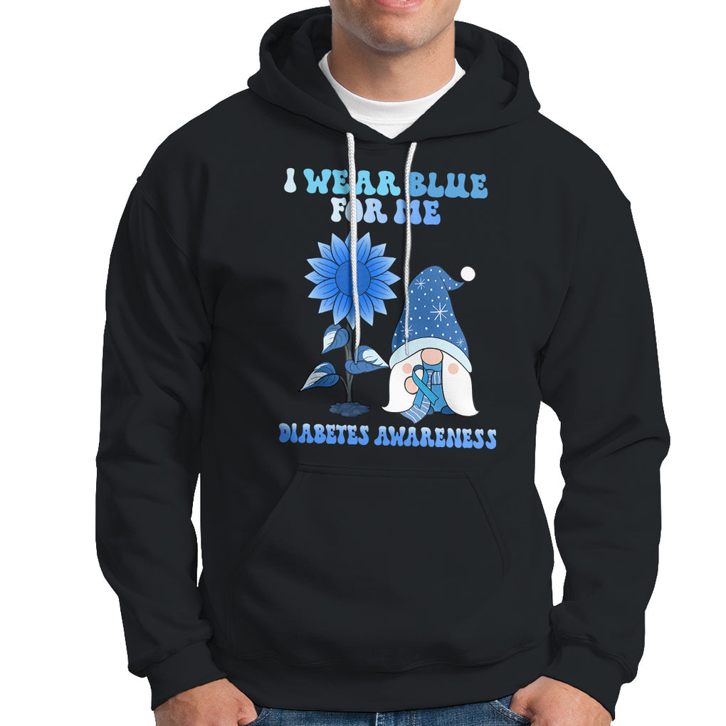 I Wear Blue For Me Diabetes Awareness Gnome Boy Men Warrior Diabetic Hoodie TS02 Black Printyourwear