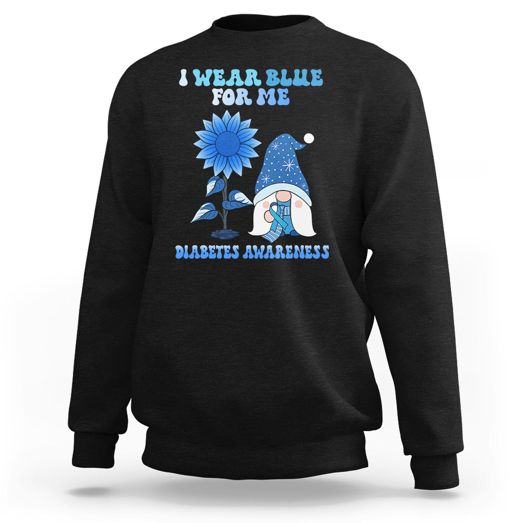 I Wear Blue For Me Diabetes Awareness Gnome Boy Men Warrior Diabetic Sweatshirt TS02 Black Printyourwear