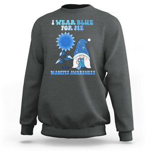 I Wear Blue For Me Diabetes Awareness Gnome Boy Men Warrior Diabetic Sweatshirt TS02 Dark Heather Printyourwear