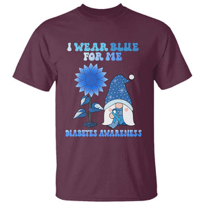 I Wear Blue For Me Diabetes Awareness Gnome Boy Men Warrior Diabetic T Shirt TS02 Maroon Printyourwear