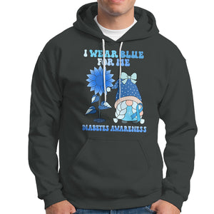 I Wear Blue For Me Diabetes Awareness Gnome Girl Women Warrior Diabetic Hoodie TS02 Dark Heather Printyourwear