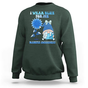 I Wear Blue For Me Diabetes Awareness Gnome Girl Women Warrior Diabetic Sweatshirt TS02 Dark Forest Green Printyourwear