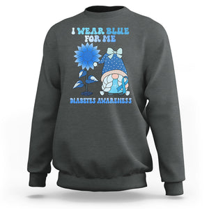 I Wear Blue For Me Diabetes Awareness Gnome Girl Women Warrior Diabetic Sweatshirt TS02 Dark Heather Printyourwear