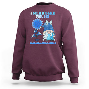 I Wear Blue For Me Diabetes Awareness Gnome Girl Women Warrior Diabetic Sweatshirt TS02 Maroon Printyourwear