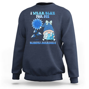 I Wear Blue For Me Diabetes Awareness Gnome Girl Women Warrior Diabetic Sweatshirt TS02 Navy Printyourwear