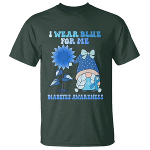 I Wear Blue For Me Diabetes Awareness Gnome Girl Women Warrior Diabetic T Shirt TS02 Dark Forest Green Printyourwear