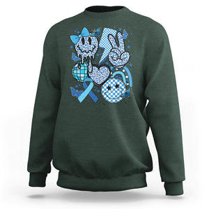 In November We Wear Blue T1D T2D Diabetes Awareness Retro Groovy Sweatshirt TS02 Dark Forest Green Printyourwear