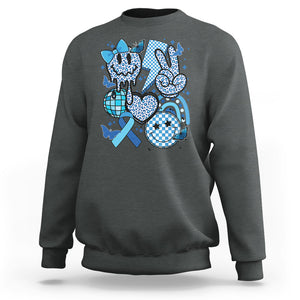 In November We Wear Blue T1D T2D Diabetes Awareness Retro Groovy Sweatshirt TS02 Dark Heather Printyourwear