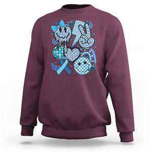 In November We Wear Blue T1D T2D Diabetes Awareness Retro Groovy Sweatshirt TS02 Maroon Printyourwear