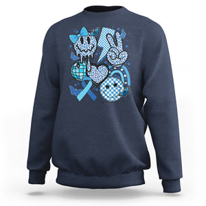 In November We Wear Blue T1D T2D Diabetes Awareness Retro Groovy Sweatshirt TS02 Navy Printyourwear