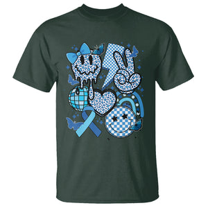 In November We Wear Blue T1D T2D Diabetes Awareness Retro Groovy T Shirt TS02 Dark Forest Green Printyourwear