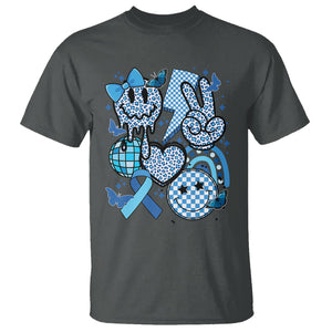 In November We Wear Blue T1D T2D Diabetes Awareness Retro Groovy T Shirt TS02 Dark Heather Printyourwear