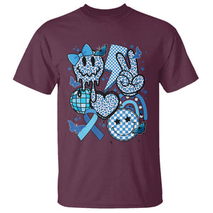 In November We Wear Blue T1D T2D Diabetes Awareness Retro Groovy T Shirt TS02 Maroon Printyourwear