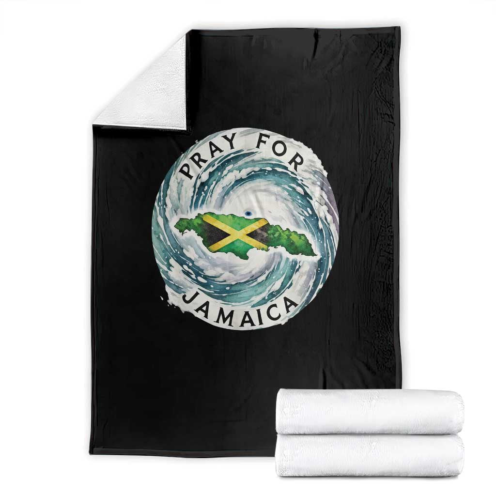 Pray For Jamaica Hurricane Support Throw Blanket Strong Island Map and Storm Graphic TS02 Black Print Your Wear