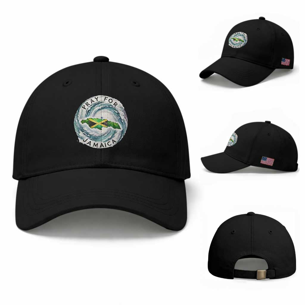 Pray For Jamaica Hurricane Support Baseball Cap Strong Island Map and Storm Graphic TS02 Baseball Cap Universal Fit Black Print Your Wear