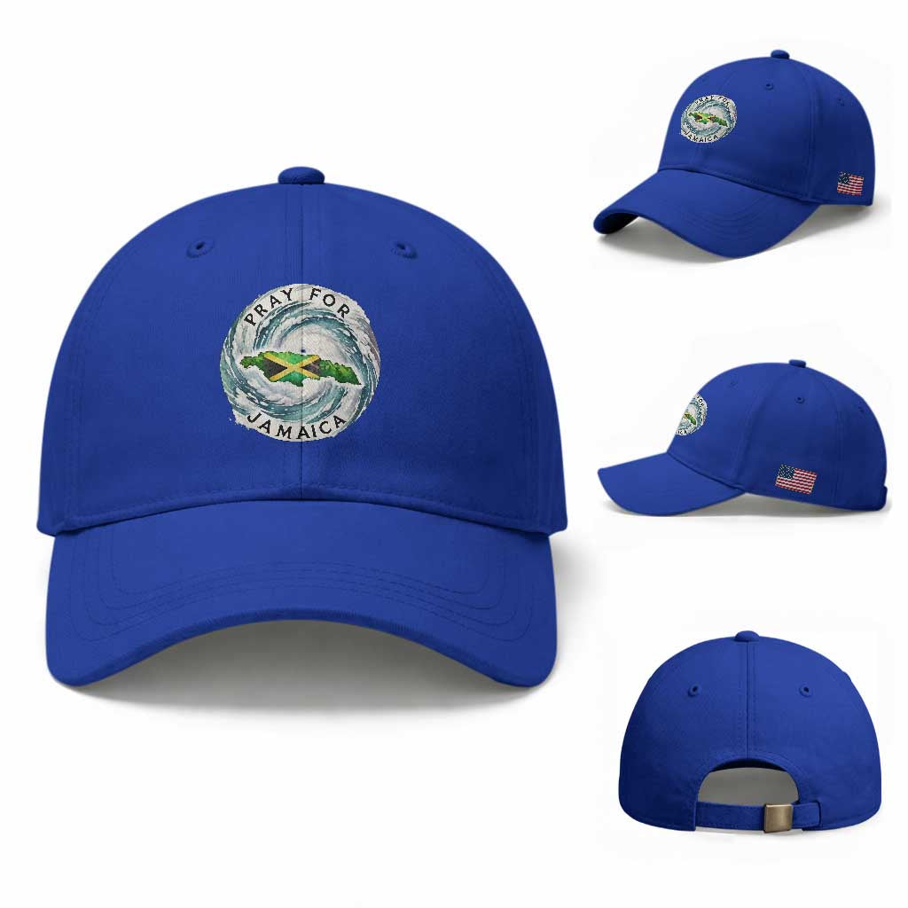 Pray For Jamaica Hurricane Support Baseball Cap Strong Island Map and Storm Graphic TS02 Baseball Cap Universal Fit Royal Blue Print Your Wear