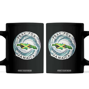 Pray For Jamaica Hurricane Support Coffee Mug Strong Island Map and Storm Graphic TS02 Black Print Your Wear