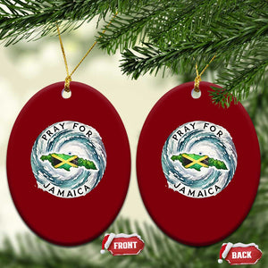 Pray For Jamaica Hurricane Support Ceramic Ornament Strong Island Map and Storm Graphic TS02 Print Your Wear
