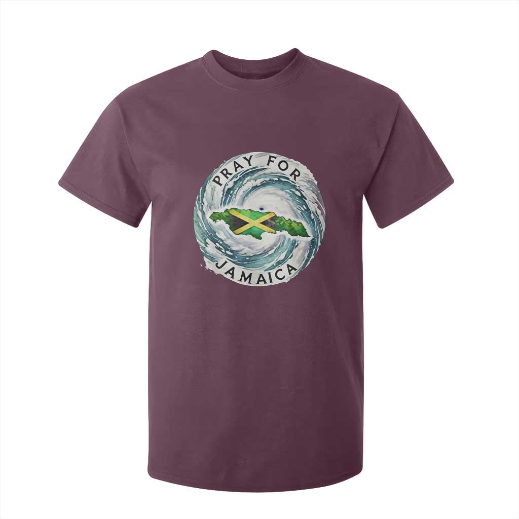 Pray For Jamaica Hurricane Support T Shirt For Kid Strong Island Map and Storm Graphic TS02 Maroon Print Your Wear