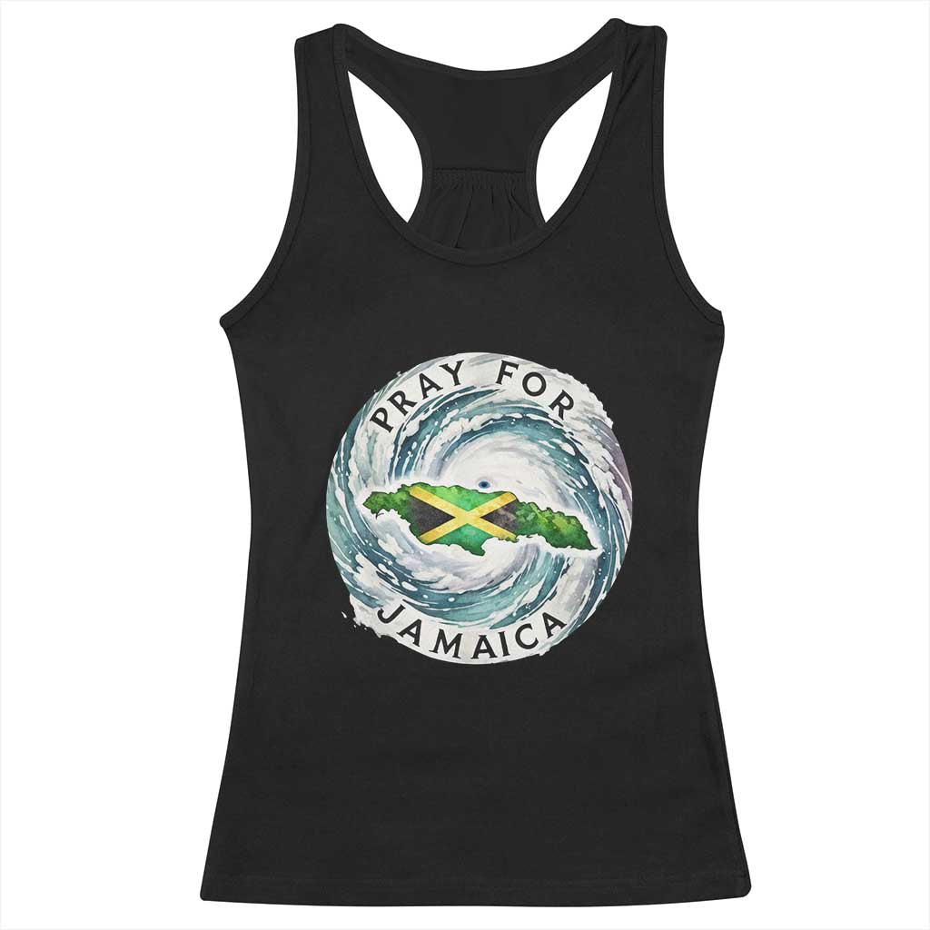 Pray For Jamaica Hurricane Support Racerback Tank Top Strong Island Map and Storm Graphic TS02 Black Print Your Wear
