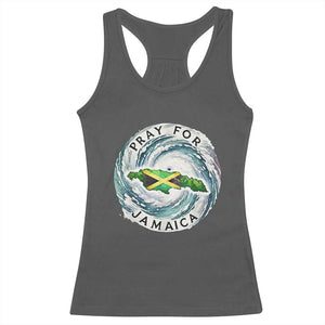 Pray For Jamaica Hurricane Support Racerback Tank Top Strong Island Map and Storm Graphic TS02 Dark Heather Print Your Wear