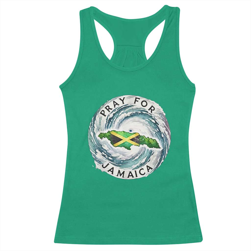 Pray For Jamaica Hurricane Support Racerback Tank Top Strong Island Map and Storm Graphic TS02 Irish Green Print Your Wear