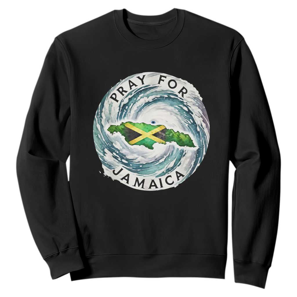 Pray For Jamaica Hurricane Support Sweatshirt Strong Island Map and Storm Graphic TS02 Black Print Your Wear