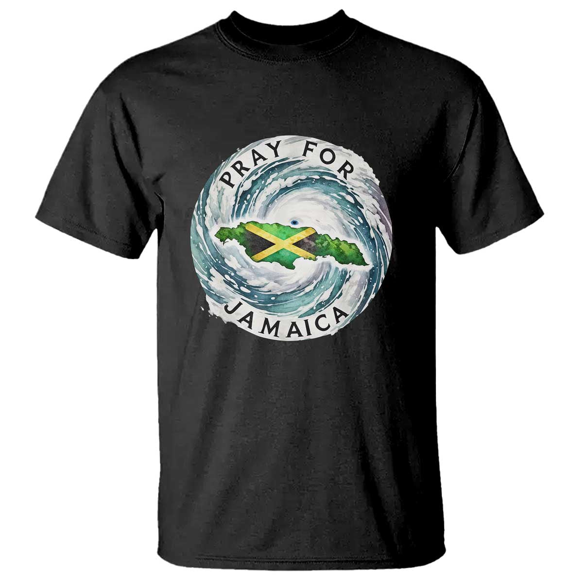 Pray For Jamaica Hurricane Support T Shirt Strong Island Map and Storm Graphic TS02 Black Print Your Wear
