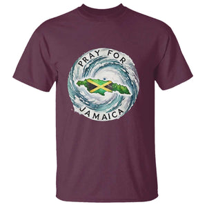 Pray For Jamaica Hurricane Support T Shirt Strong Island Map and Storm Graphic TS02 Maroon Print Your Wear
