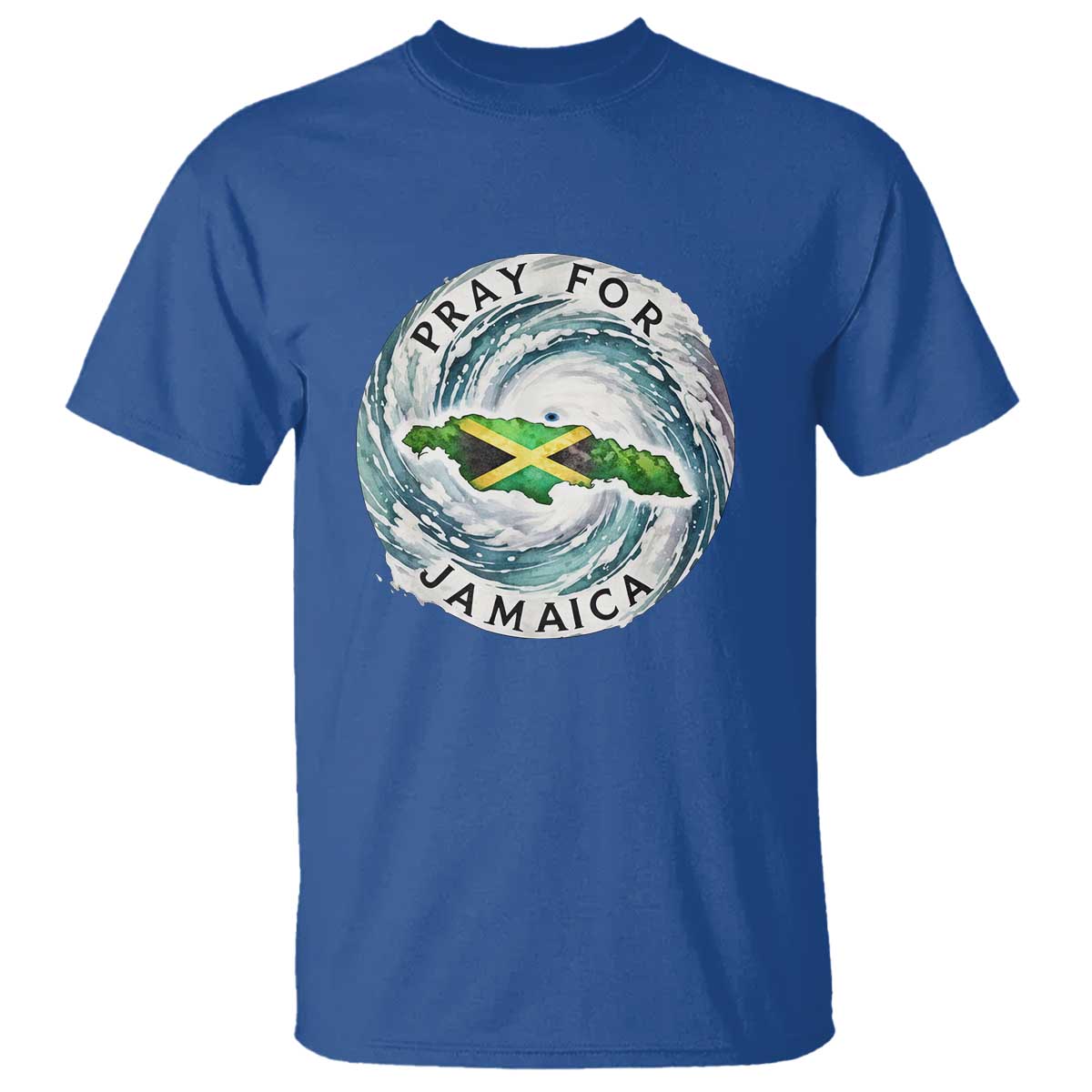 Pray For Jamaica Hurricane Support T Shirt Strong Island Map and Storm Graphic TS02 Royal Blue Print Your Wear