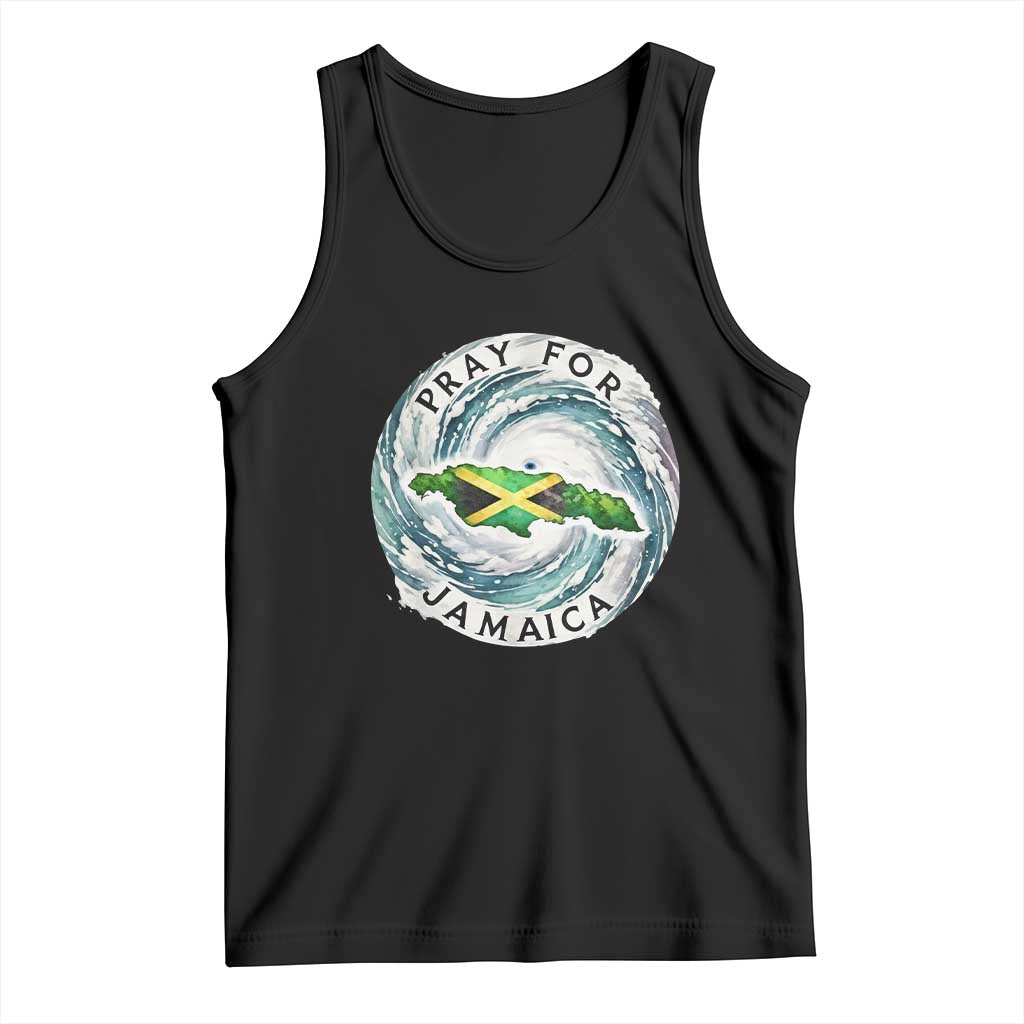 Pray For Jamaica Hurricane Support Tank Top Strong Island Map and Storm Graphic TS02 Black Print Your Wear