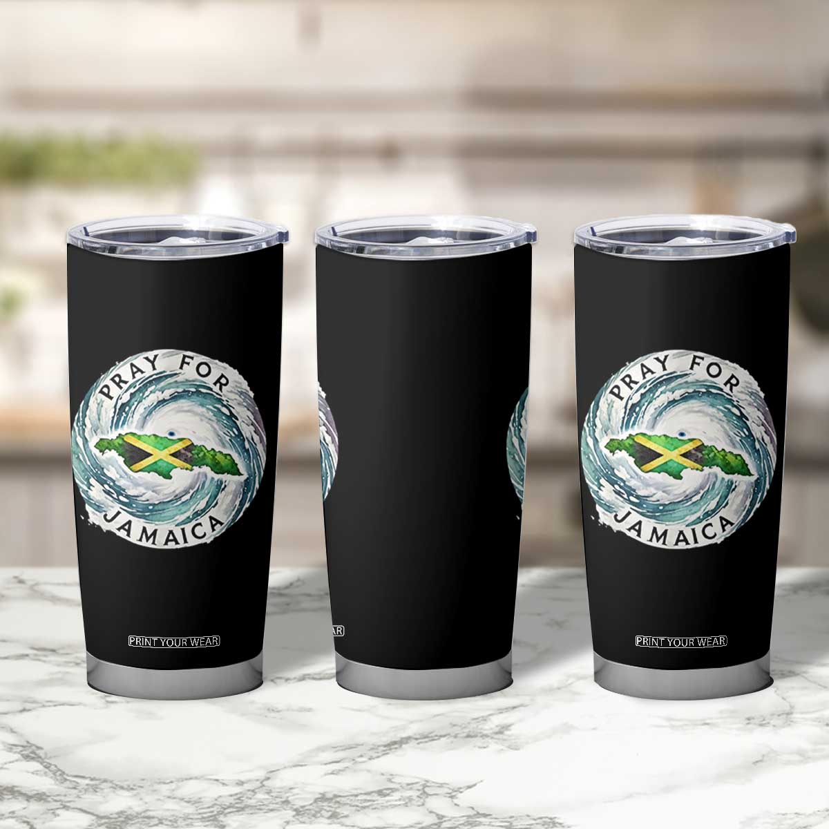 Pray For Jamaica Hurricane Support Tumbler Cup Strong Island Map and Storm Graphic TS02 Print Your Wear