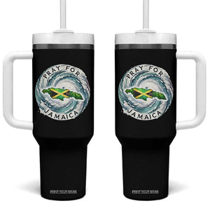 Pray For Jamaica Hurricane Support Tumbler With Handle Strong Island Map and Storm Graphic TS02 One Size: 40 oz Black Print Your Wear