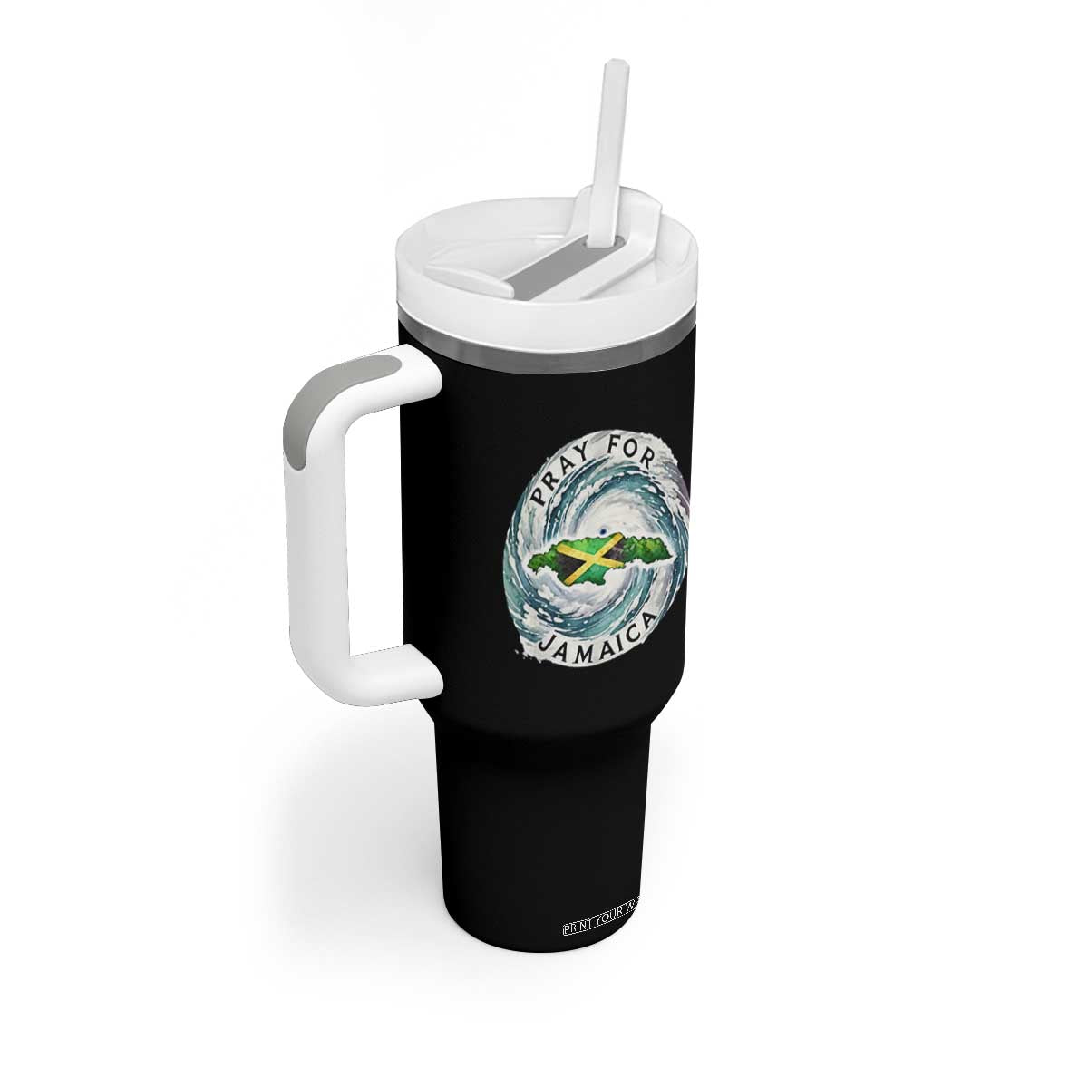 Pray For Jamaica Hurricane Support Tumbler With Handle Strong Island Map and Storm Graphic TS02 Print Your Wear