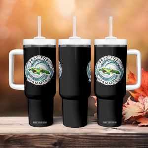 Pray For Jamaica Hurricane Support Tumbler With Handle Strong Island Map and Storm Graphic TS02 Print Your Wear
