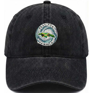 Pray For Jamaica Hurricane Support Washed Cotton Baseball Cap Strong Island Map and Storm Graphic TS02 Print Your Wear