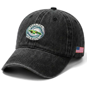 Pray For Jamaica Hurricane Support Washed Cotton Baseball Cap Strong Island Map and Storm Graphic TS02 Print Your Wear