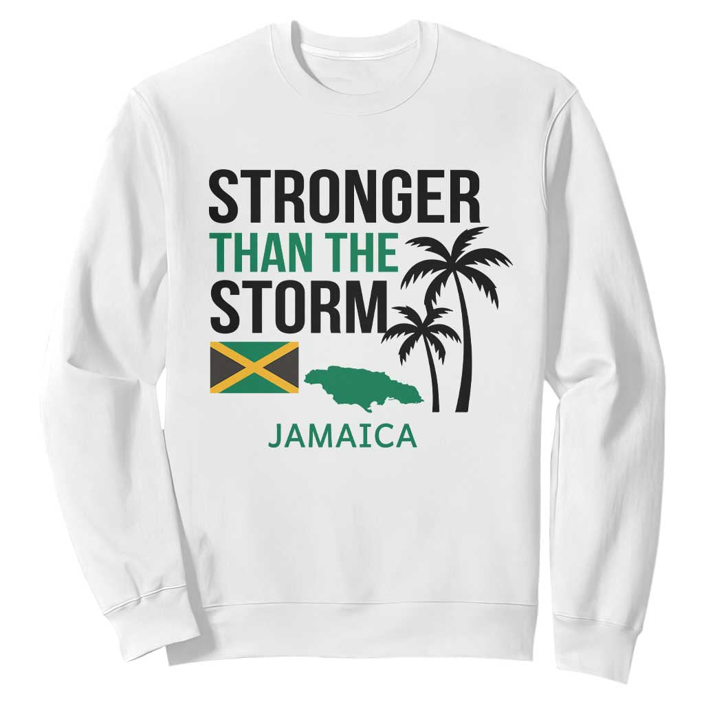 Stronger Than The Storm Jamaica Sweatshirt Resilience and Hope Hurricane Awareness TS02 White Print Your Wear