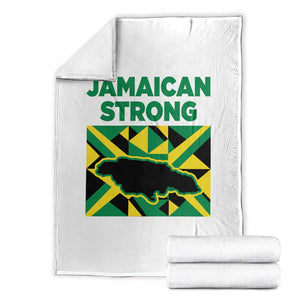 Jamaican Strong Resilience Geometric Flag Throw Blanket Abstract Island Map and Heritage TS02 White Print Your Wear