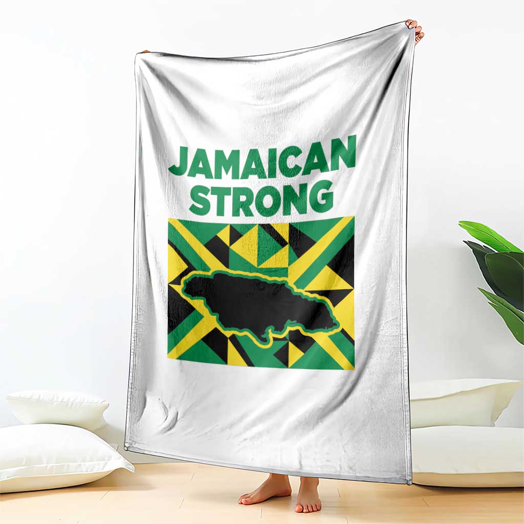 Jamaican Strong Resilience Geometric Flag Throw Blanket Abstract Island Map and Heritage TS02 Print Your Wear