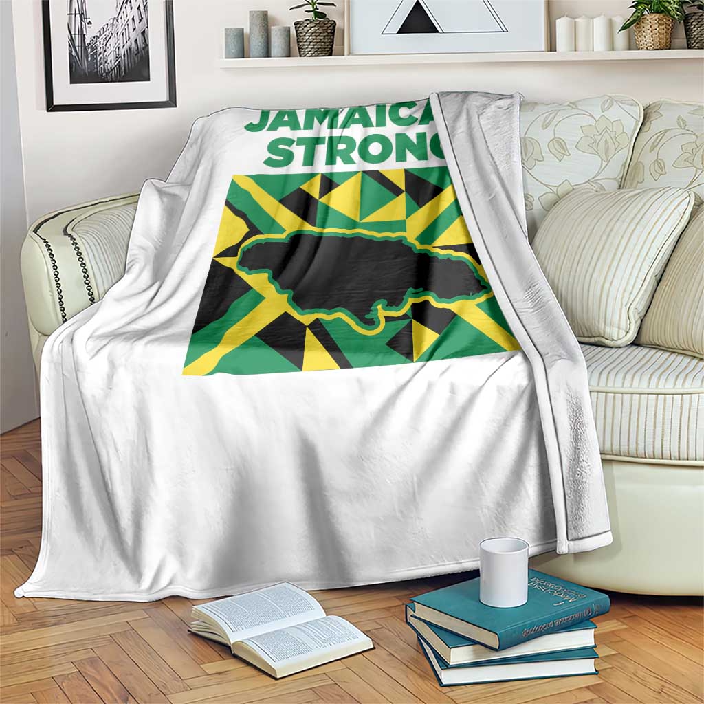 Jamaican Strong Resilience Geometric Flag Throw Blanket Abstract Island Map and Heritage TS02 Print Your Wear