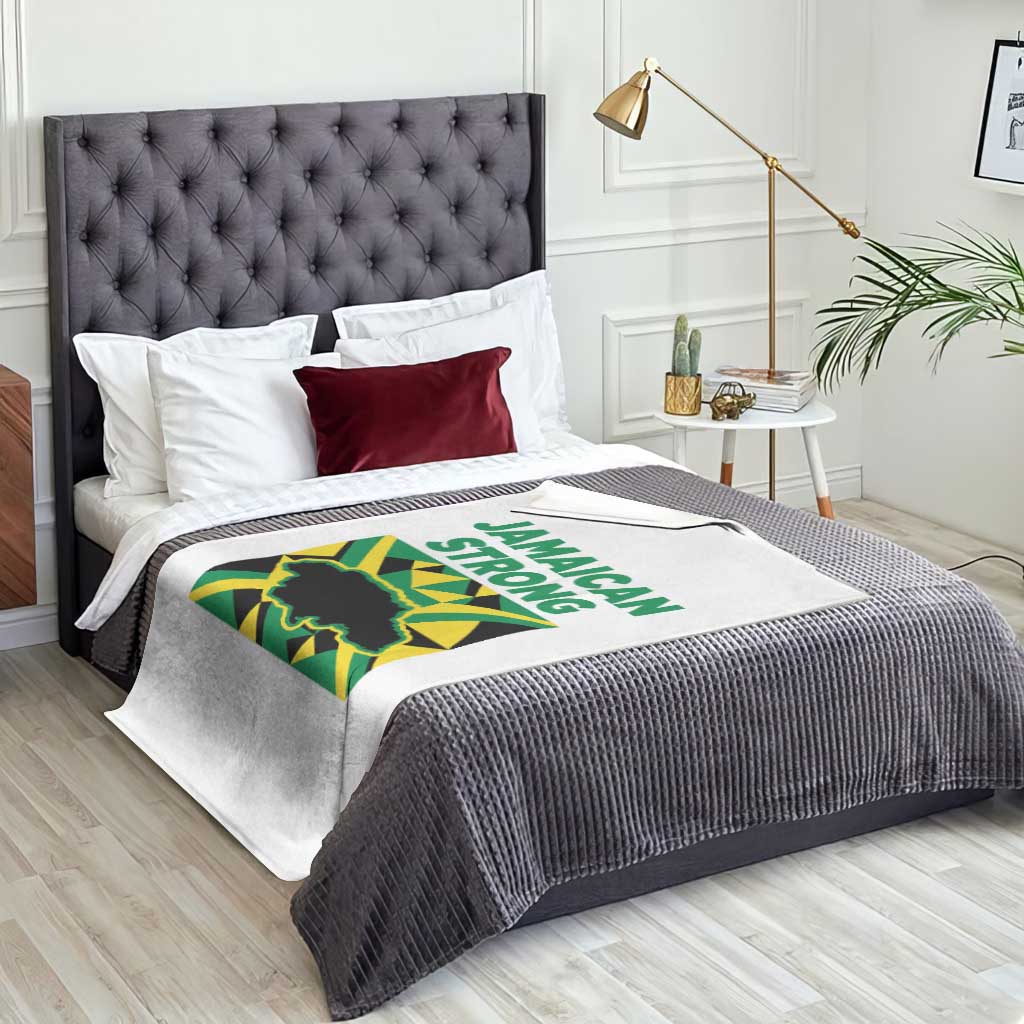 Jamaican Strong Resilience Geometric Flag Throw Blanket Abstract Island Map and Heritage TS02 Print Your Wear