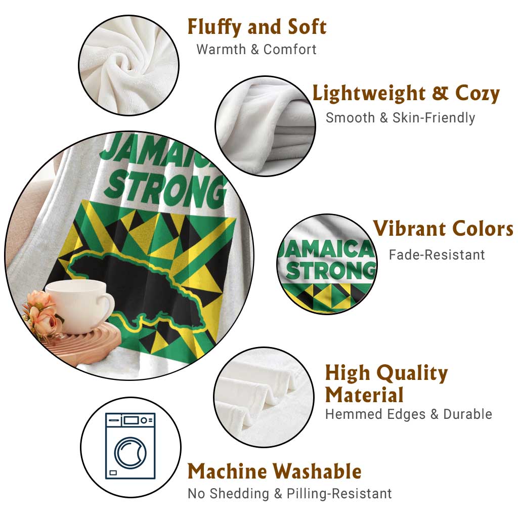 Jamaican Strong Resilience Geometric Flag Throw Blanket Abstract Island Map and Heritage TS02 Print Your Wear