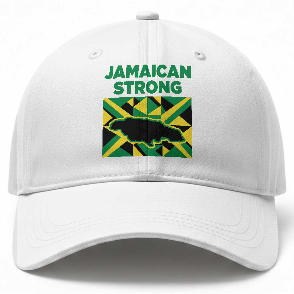 Jamaican Strong Resilience Geometric Flag Baseball Cap Abstract Island Map and Heritage TS02 Print Your Wear