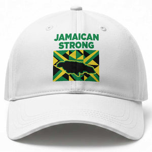 Jamaican Strong Resilience Geometric Flag Baseball Cap Abstract Island Map and Heritage TS02 Print Your Wear