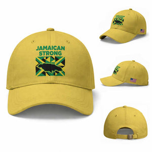 Jamaican Strong Resilience Geometric Flag Baseball Cap Abstract Island Map and Heritage TS02 Baseball Cap Universal Fit Yellow Print Your Wear