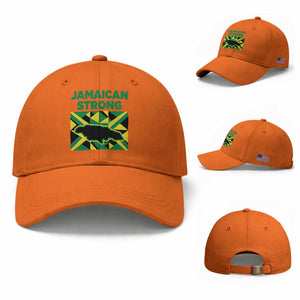Jamaican Strong Resilience Geometric Flag Baseball Cap Abstract Island Map and Heritage TS02 Baseball Cap Universal Fit Orange Print Your Wear