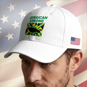Jamaican Strong Resilience Geometric Flag Baseball Cap Abstract Island Map and Heritage TS02 Print Your Wear